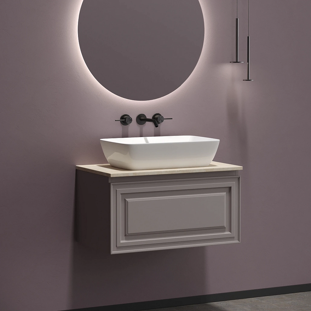Тумба под столешницу Sancos Самая / Very 79x44,5x40,6 подвесная, пыльная роза / doha soft, столешница без отверстия под смеситель, креман / kreman — МЕБ009503 — фото 2
