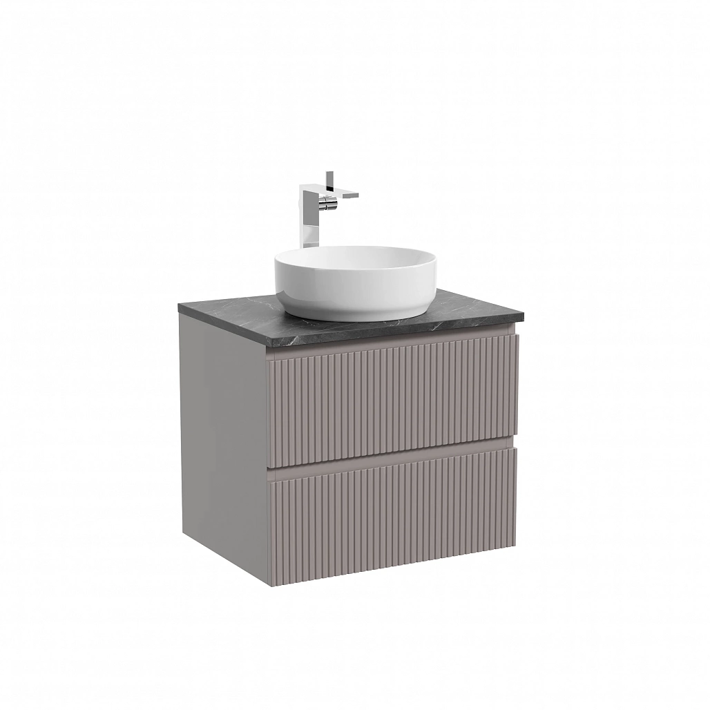 Тумба под столешницу Sancos Сноб T / Snob T 59x44,5x50 подвесная, пыльная роза / doha soft, столешница с отверстием под смеситель, черное небо / black sky — МЕБ009935 — фото 1
