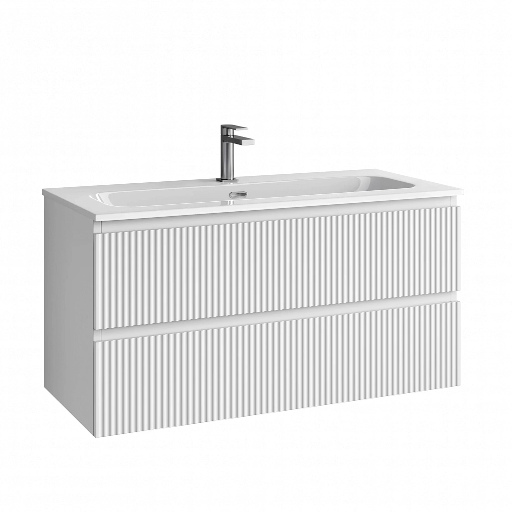 Тумба под раковину Sancos Сноб Р / Snob R 99,5x44,5x50 подвесная, два ящика, белый матовый / bianco — МЕБ009377 — фото 1