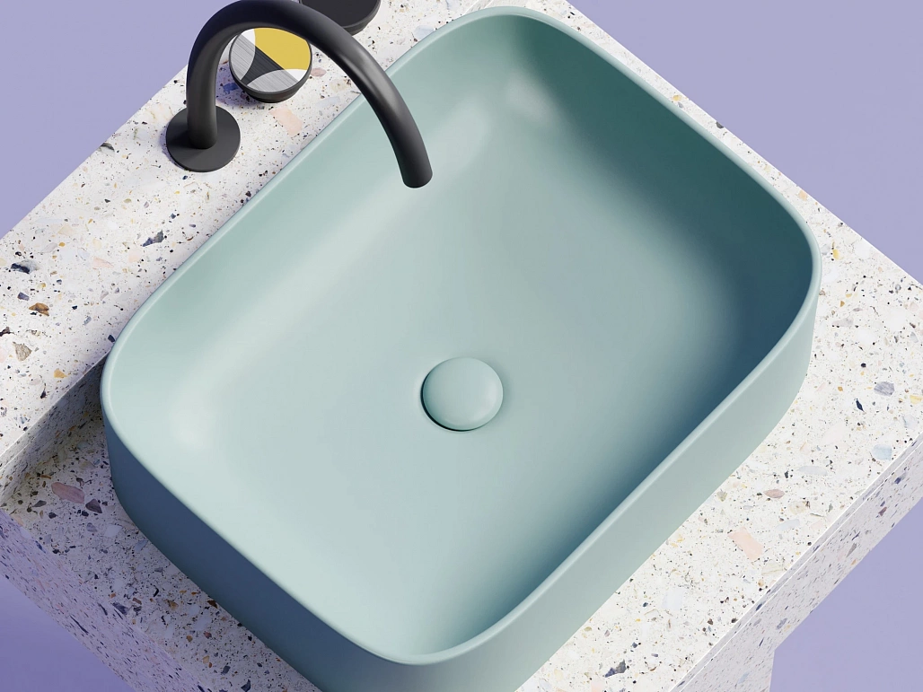 Раковина накладная Ceramicanova Элемент / Element 50,5x38x15 без перелива, прямоугольная, зеленый матовый — РАК010128 — фото 4