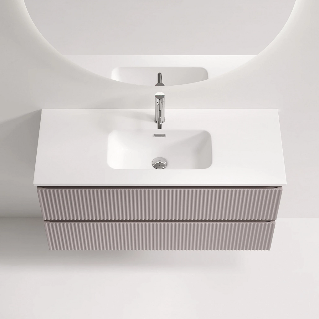 Тумба под раковину Sancos Сноб Р 390 / Snob R 390 99,5x39x50 подвесная, два ящика, пыльная роза / doha soft — МЕБ009307 — фото 5
