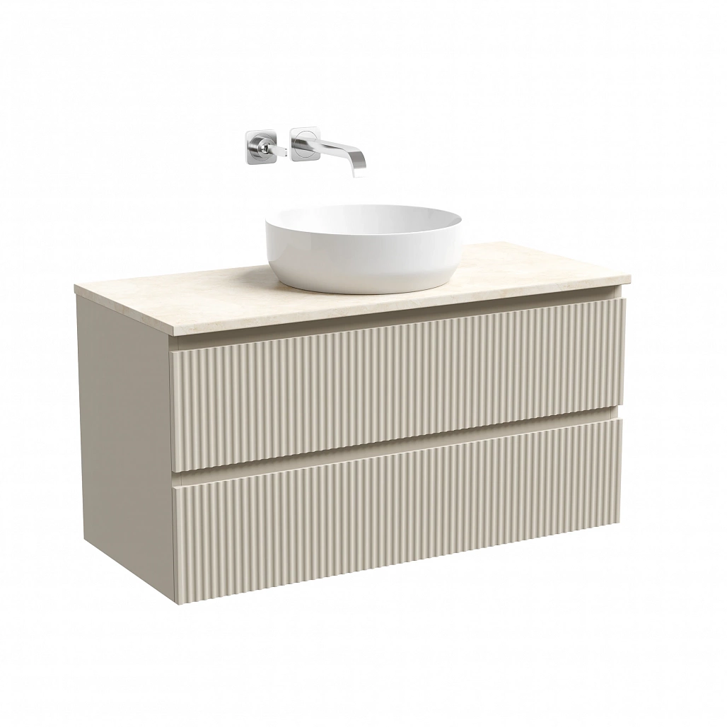 Тумба под столешницу Sancos Сноб Р / Snob R 99,5x44,5x50 подвесная, бежевый матовый / beige soft, столешница без отверстия под смеситель, креман / kreman