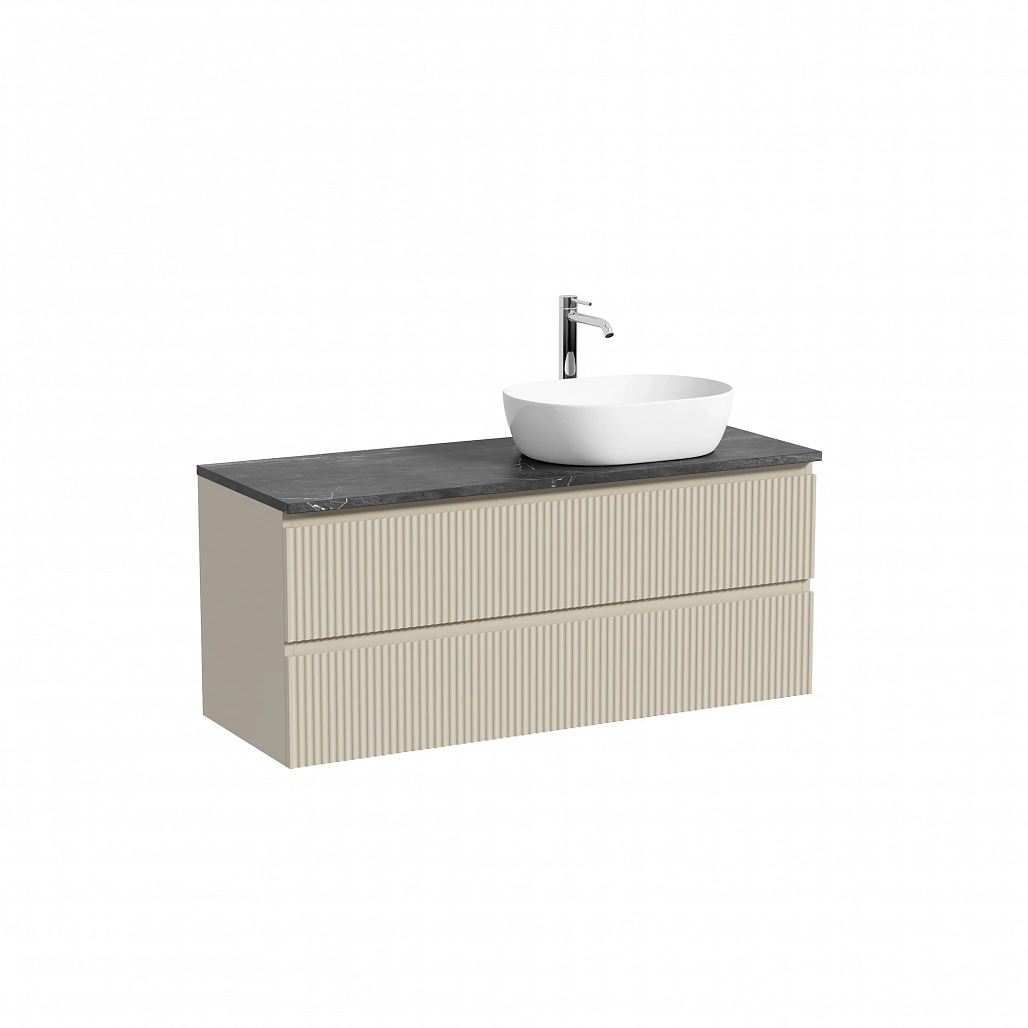Тумба под столешницу Sancos Сноб Р / Snob R 119,5x44,5x50 правая, подвесная, белый матовый / bianco, столешница с отверстием под смеситель, черное небо / black sky — МЕБ009831 — фото 1