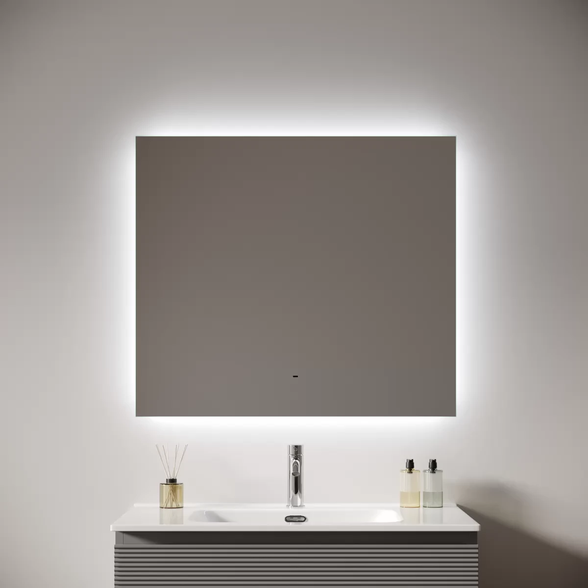 Зеркало Sancos Поле 2.0 / Square 2.0 80x70 светодиодная подсветка 2700K/4000K/5000K, антизапотевание, управление взмахом руки, диммируемая регулировка подсветки — ЗЕР010408 — фото 2