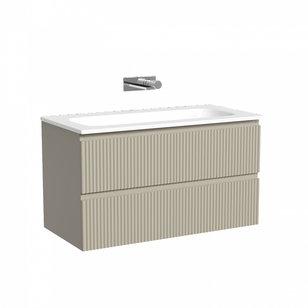 Тумба под раковину Sancos Сноб Р / Snob R 89x44,5x50 подвесная, два ящика, бежевый матовый / beige soft — МЕБ009229 — фото 1