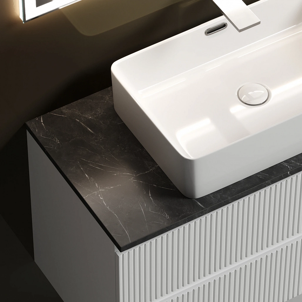 Тумба под столешницу Sancos Сноб T / Snob T 99,5x44,5x50 подвесная, белый матовый / bianco, столешница без отверстия под смеситель, черное небо / black sky — МЕБ009870 — фото 10