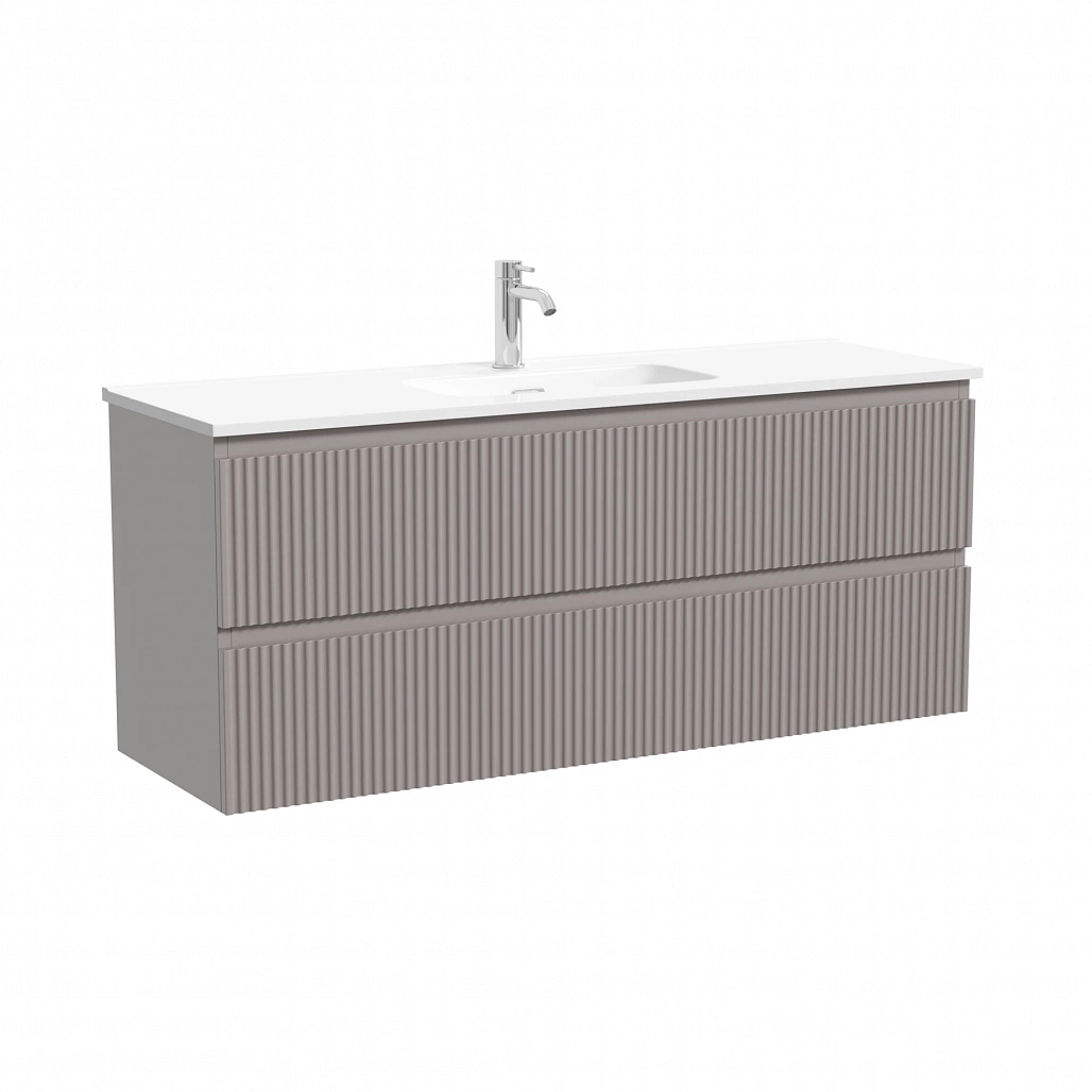 Тумба под раковину Sancos Сноб Р 390 / Snob R 390 119,5x39x50 подвесная, два ящика, пыльная роза / doha soft — МЕБ009279 — фото 1