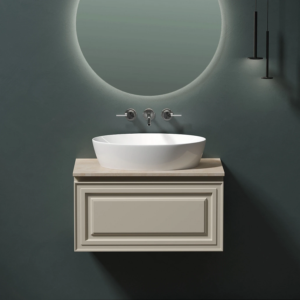 Тумба под столешницу Sancos Самая / Very 79x44,5x40,6 подвесная, бежевый матовый / beige soft, столешница без отверстия под смеситель, креман / kreman — МЕБ009969 — фото 3