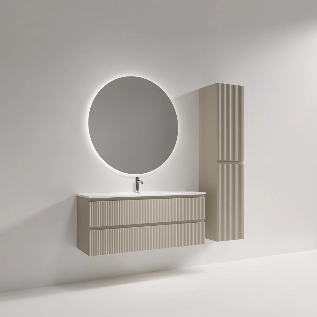 Тумба под раковину Sancos Сноб Р 390 / Snob R 390 119,5x39x50 подвесная, два ящика, бежевый матовый / beige soft — МЕБ009277 — фото 3