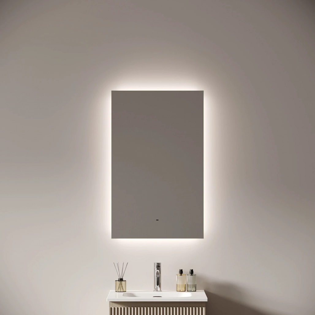 Зеркало Sancos Поле 2.0 / Square 2.0 50x80 светодиодная подсветка 2700K/4000K/5000K, антизапотевание, управление взмахом руки, диммируемая регулировка подсветки — ЗЕР010404 — фото 4