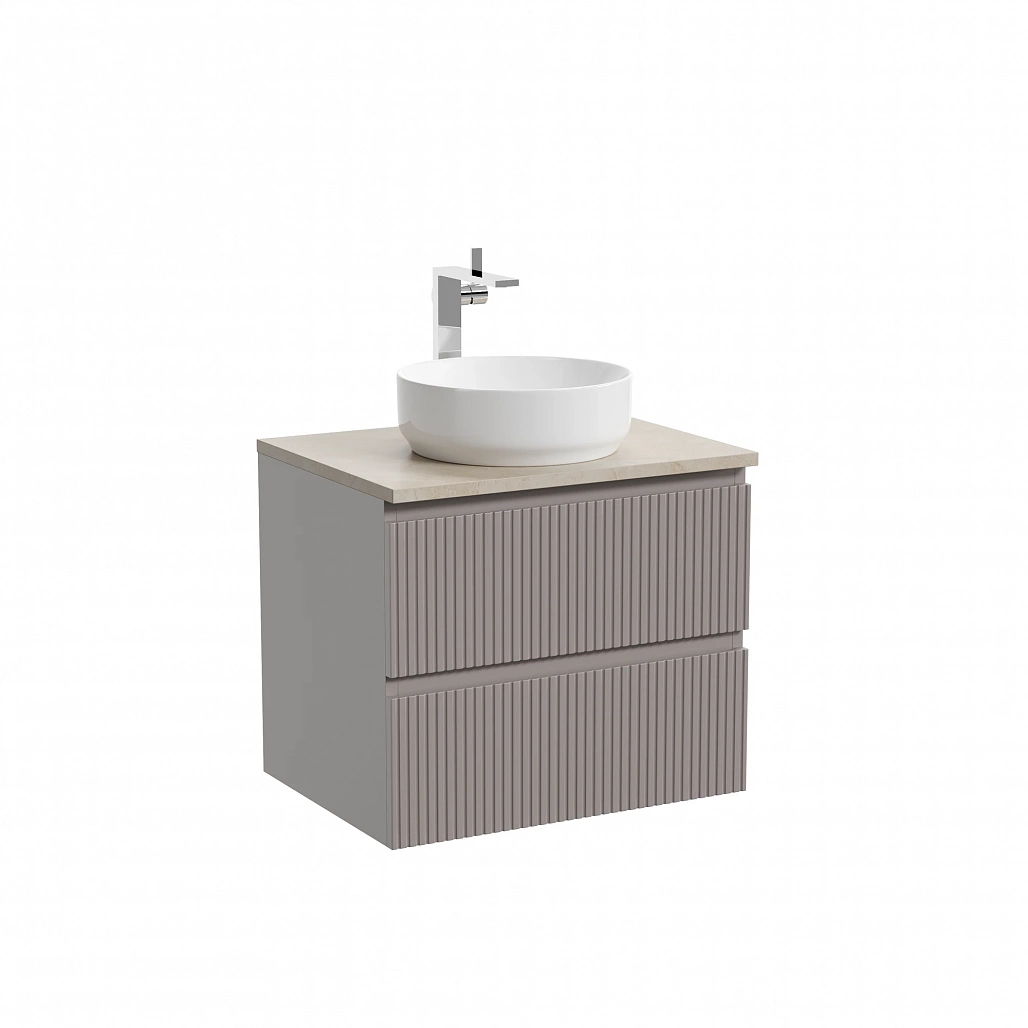 Тумба под столешницу Sancos Сноб T / Snob T 59x44,5x50 подвесная, пыльная роза / doha soft, столешница с отверстием под смеситель, креман / kreman — МЕБ009934 — фото 1