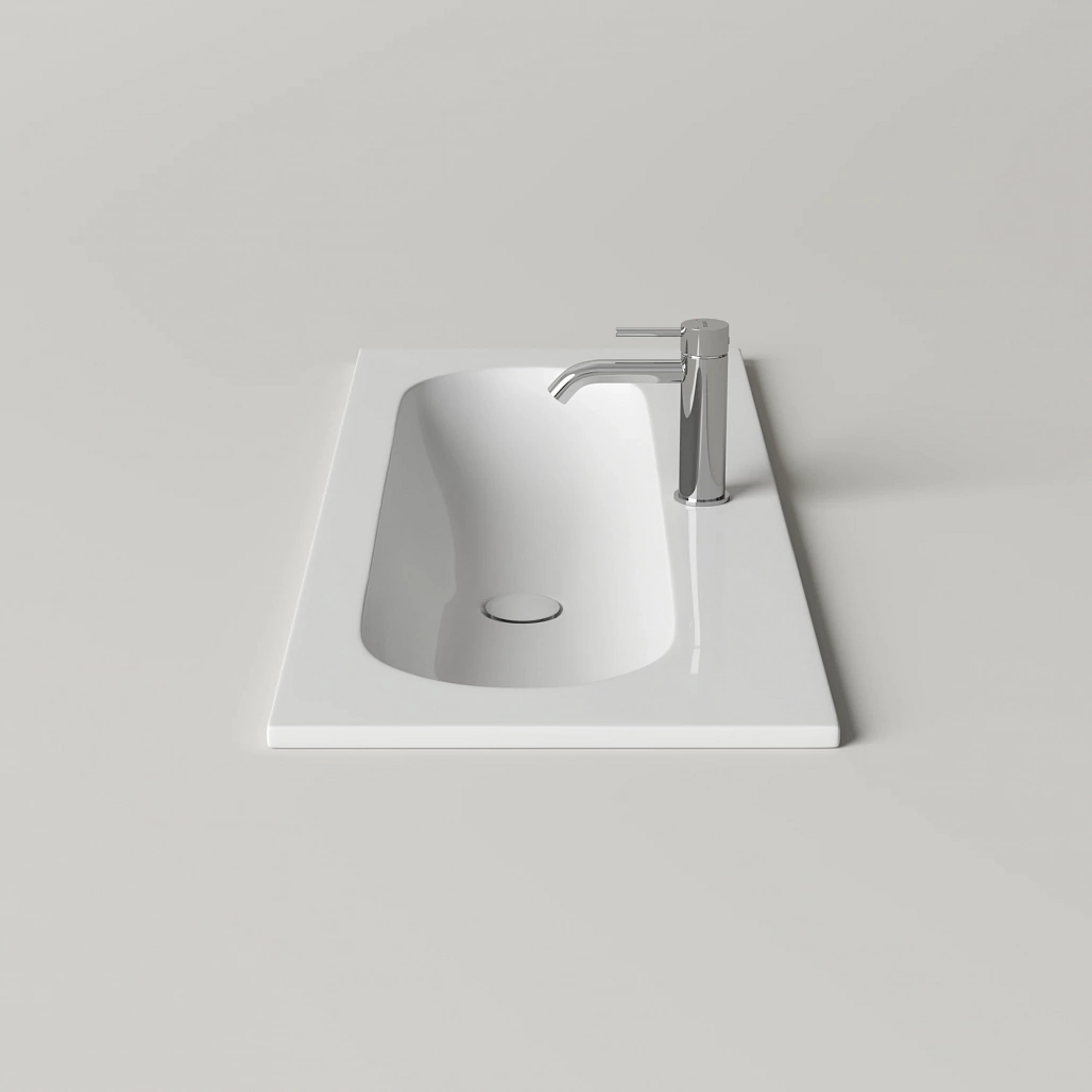 Раковина накладная Ceramicanova Калиста / Calista 101x39,5x12 без перелива, с отверстием под смеситель, прямоугольная, белый — РАК010012 — фото 4
