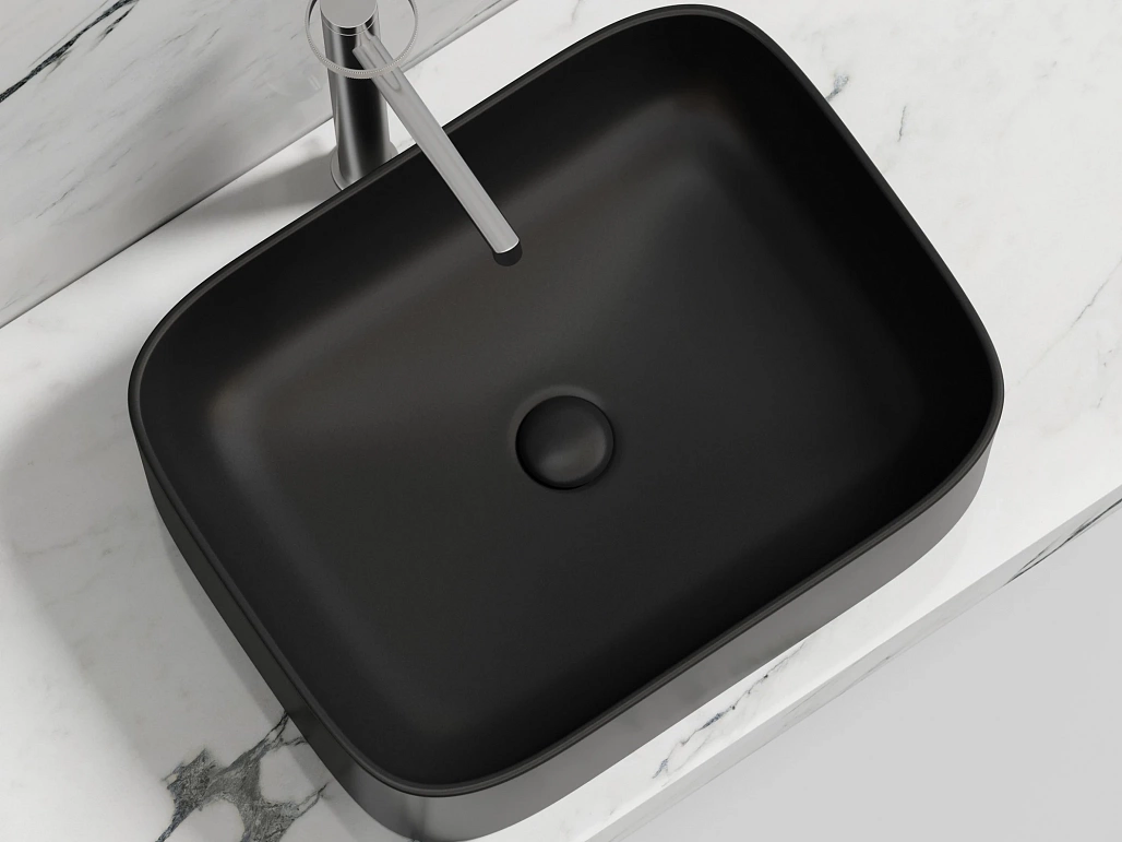 Раковина накладная Ceramicanova Элемент / Element 50,5x38x15 без перелива, прямоугольная, черный матовый — РАК010119 — фото 2