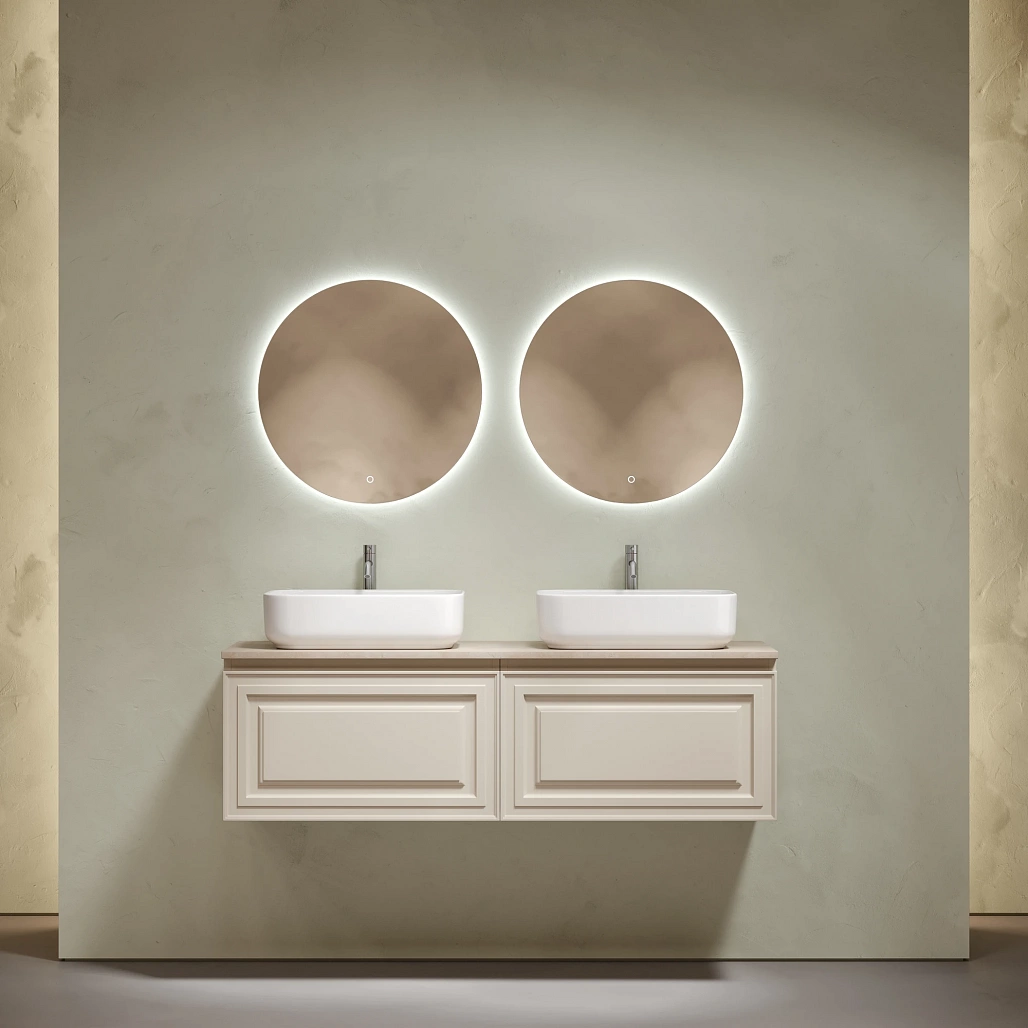 Тумба под столешницу Sancos Самая / Very 69x44,5x40,6 подвесная, бежевый матовый / beige soft, столешница 140 см, с отверстием под смеситель, креман / kreman — МЕБ009682 — фото 2