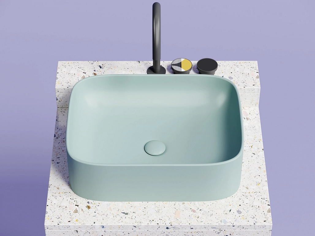 Раковина накладная Ceramicanova Элемент / Element 50,5x38x15 без перелива, прямоугольная, зеленый матовый — РАК010128 — фото 1