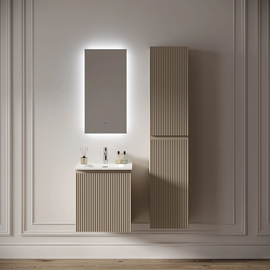 Зеркало Sancos Поле 2.0 / Square 2.0 40x80 светодиодная подсветка 2700K/4000K/5000K, антизапотевание, управление взмахом руки, диммируемая регулировка подсветки — ЗЕР010402 — фото 6
