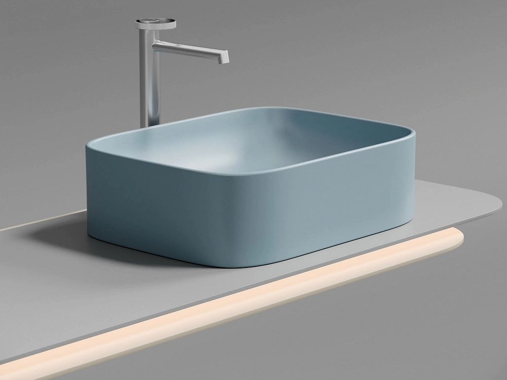Раковина накладная Ceramicanova Элемент / Element 50,5x38x15 без перелива, прямоугольная, голубой матовый — РАК010121 — фото 6