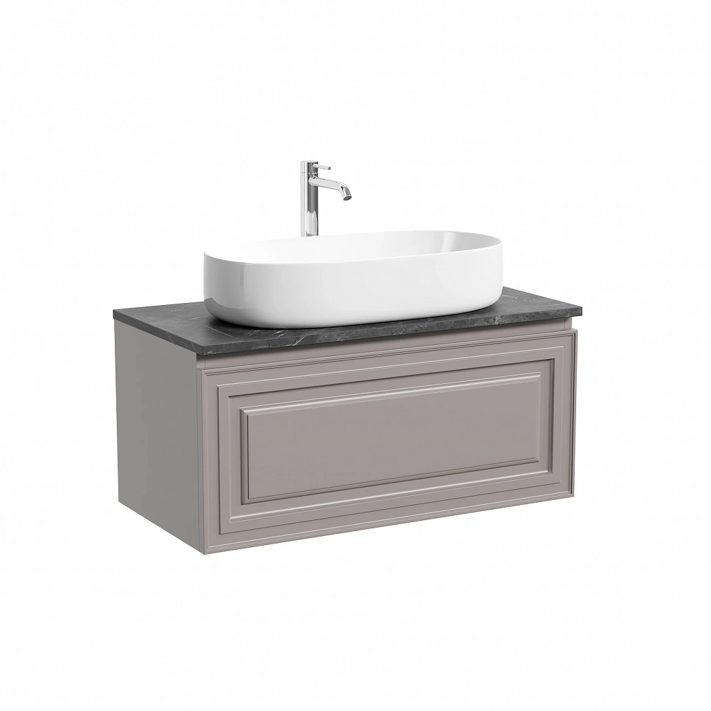 Тумба под столешницу Sancos Самая / Very 89x44,5x40,6 подвесная, пыльная роза / doha soft, столешница с отверстием под смеситель, черное небо / black sky — МЕБ009743 — фото 1
