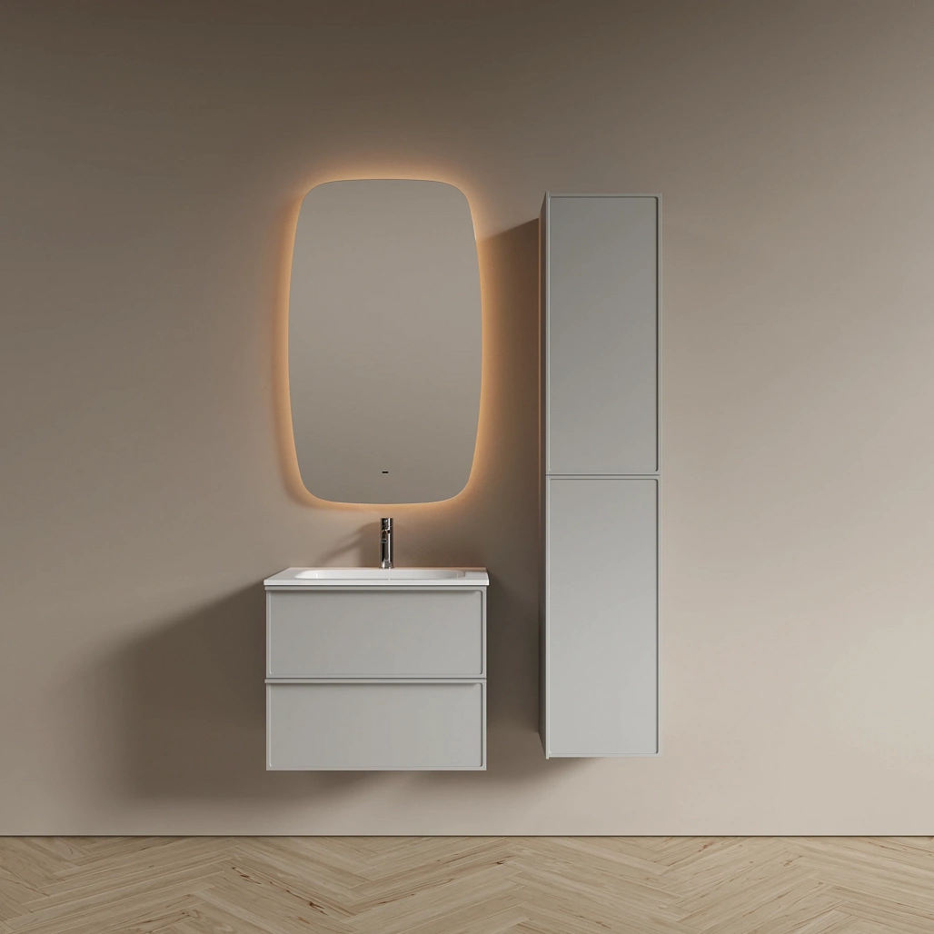 Тумба под раковину Sancos Вельта / Velta 59x44,5x50 подвесная, два ящика, тёплый серый — МЕБ009443 — фото 4