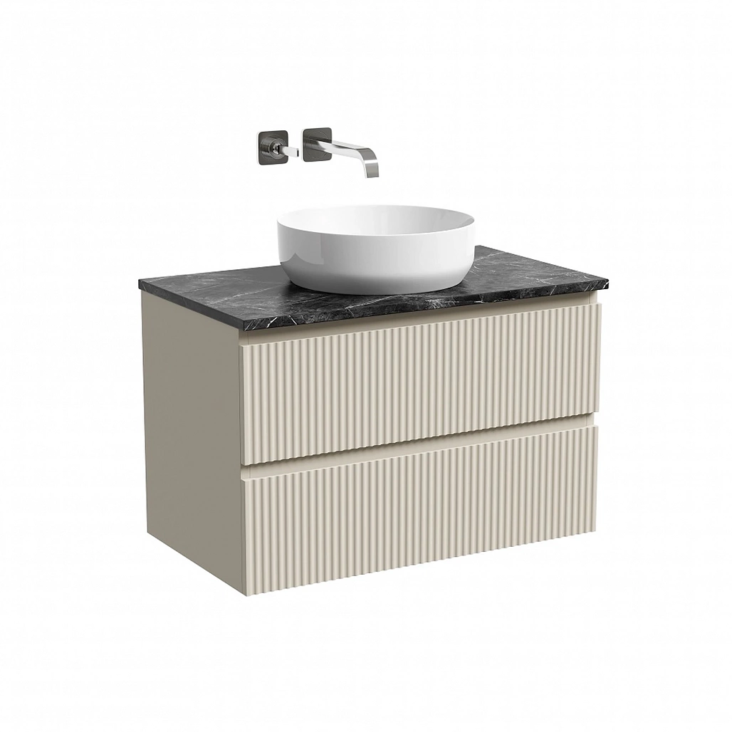 Тумба под столешницу Sancos Сноб Р / Snob R 79x44,5x50 подвесная, бежевый матовый / beige soft, столешница без отверстия под смеситель, черное небо / black sky — МЕБ009746 — фото 1