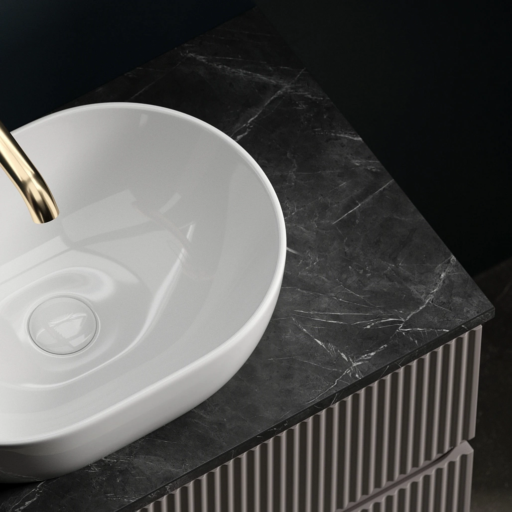 Тумба под столешницу Sancos Сноб Р / Snob R 99,5x44,5x50 подвесная, белый матовый / bianco, столешница с отверстием под смеситель, черное небо / black sky — МЕБ009492 — фото 15