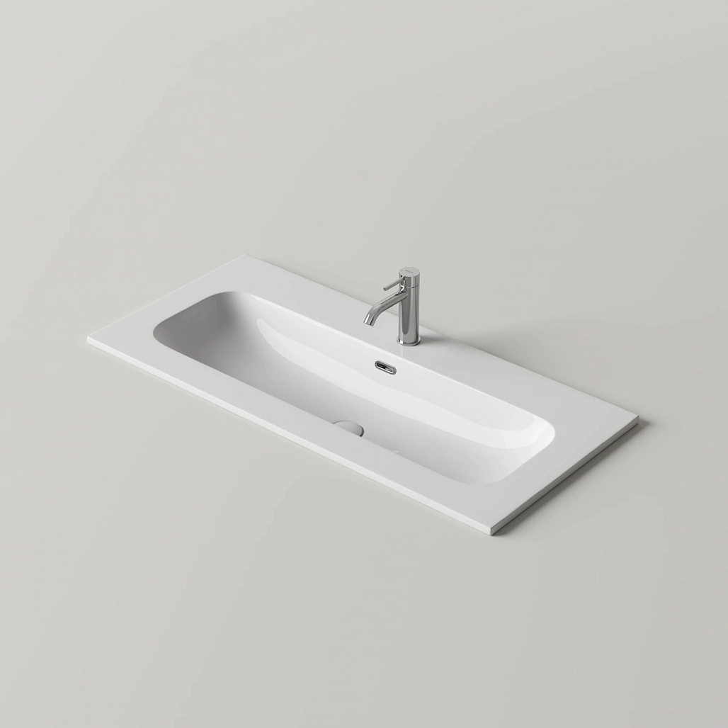 Раковина мебельная Ceramicanova Лючия / Lucia 101x46,5x16,6 со сливом переливом, с отверстием под смеситель, прямоугольная, белый — РАК010015 — фото 5