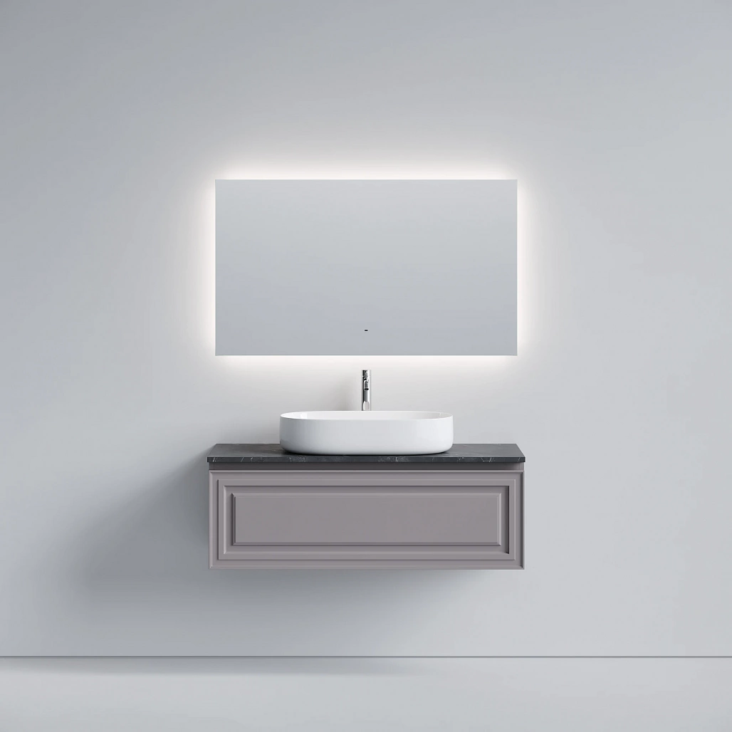 Тумба под столешницу Sancos Самая / Very 119,5x44,5x40,6 подвесная, пыльная роза / doha soft, столешница с отверстием под смеситель, черное небо / black sky — МЕБ009723 — фото 2