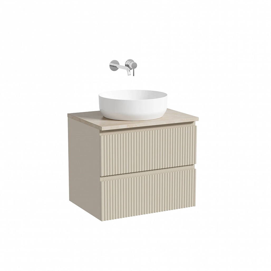 Тумба под столешницу Sancos Сноб Р / Snob R 59x44,5x50 подвесная, пыльная роза / doha soft, столешница без отверстия под смеситель, креман / kreman — МЕБ009792 — фото 1