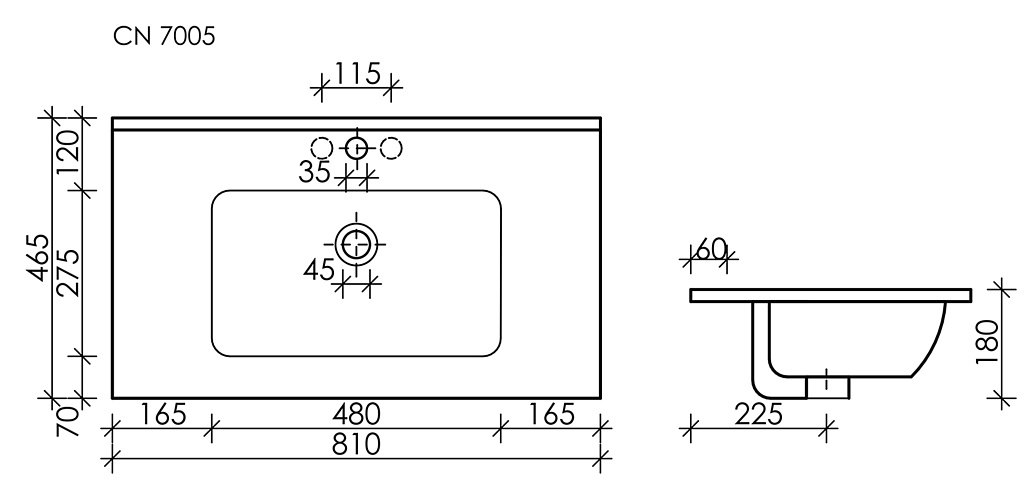 Схема Раковина накладная Ceramicanova Элемент (Element) черный матовый 810x465x180 мм CN7005MB