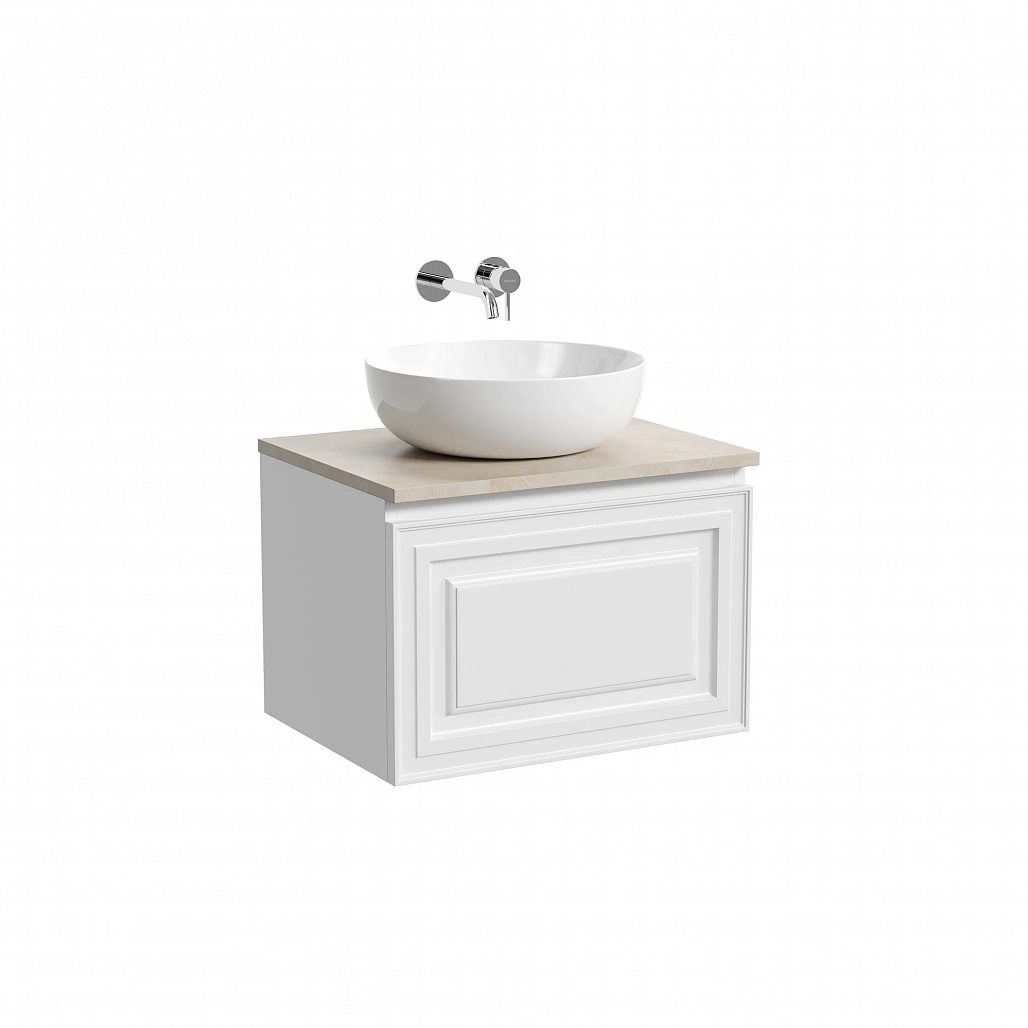 Тумба под столешницу Sancos Самая / Very 59x44,5x40,6 подвесная, белый матовый / bianco, столешница без отверстия под смеситель, креман / kreman — МЕБ009652 — фото 1