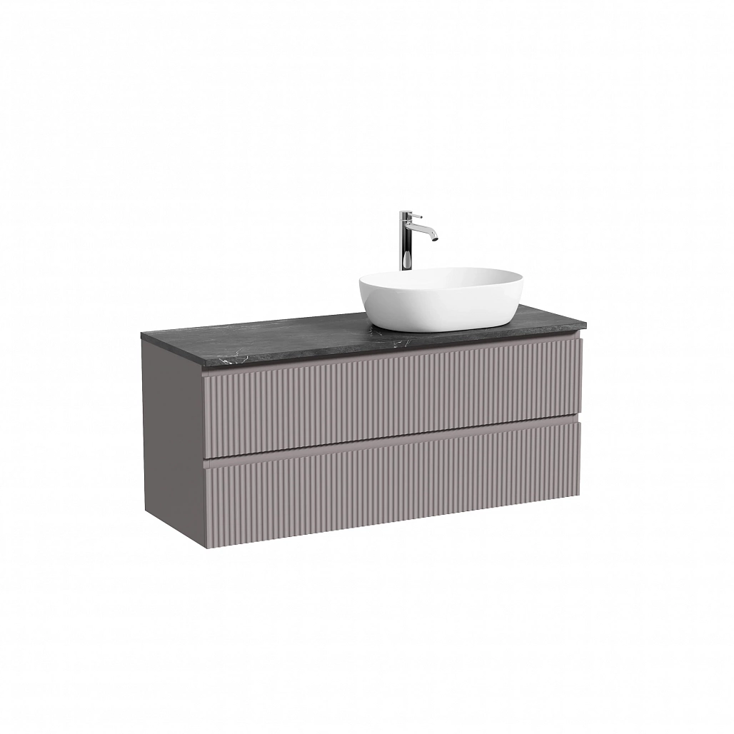 Тумба под столешницу Sancos Сноб Р / Snob R 119,5x44,5x50 правая, подвесная, темный антрацит матовый, столешница с отверстием под смеситель, черное небо / black sky — МЕБ009835 — фото 1