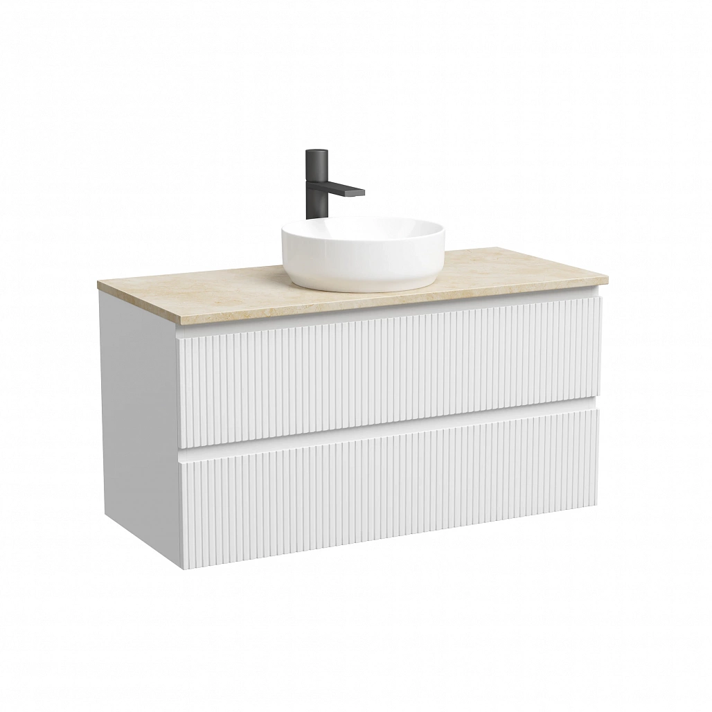 Тумба под столешницу Sancos Сноб T / Snob T 99,5x44,5x50 подвесная, белый матовый / bianco, столешница с отверстием под смеситель, креман / kreman