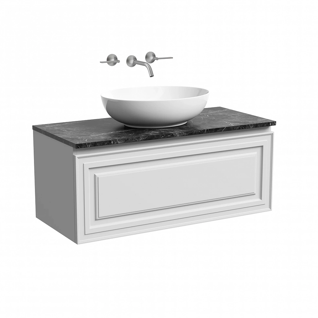 Тумба под столешницу Sancos Самая / Very 99,5x44,5x40,6 подвесная, белый матовый / bianco, столешница без отверстия под смеситель, черное небо / black sky — МЕБ009977 — фото 1