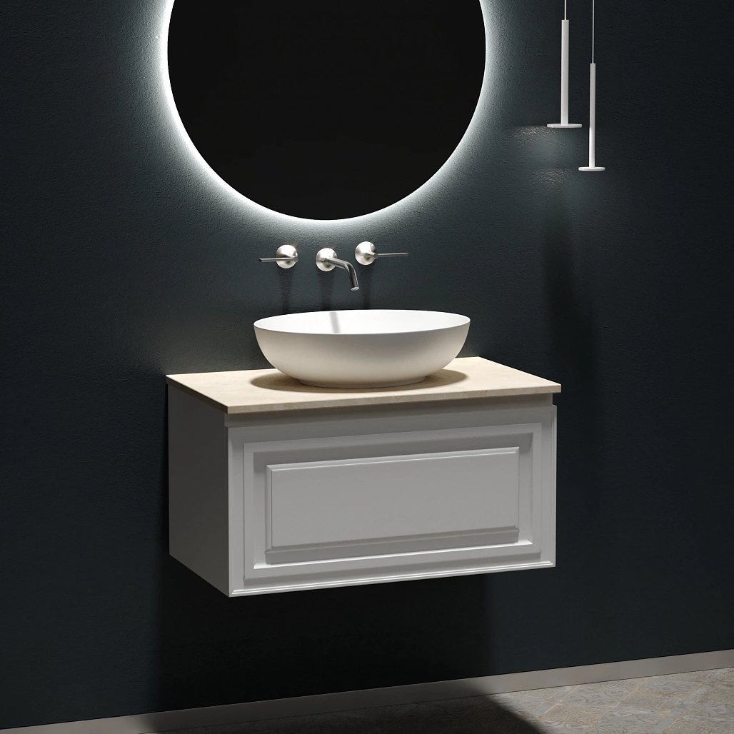 Тумба под столешницу Sancos Самая / Very 79x44,5x40,6 подвесная, белый матовый / bianco, столешница без отверстия под смеситель, креман / kreman — МЕБ009501 — фото 2