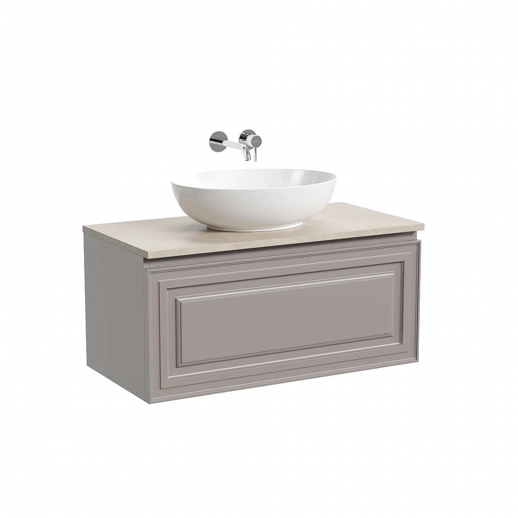 Тумба под столешницу Sancos Самая / Very 89x44,5x40,6 подвесная, пыльная роза / doha soft, столешница без отверстия под смеситель, креман / kreman — МЕБ009740 — фото 1