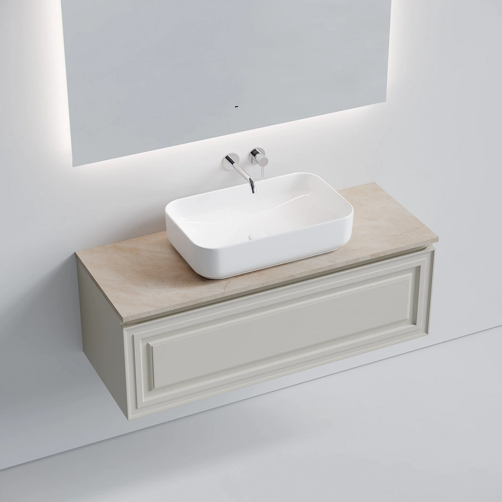 Тумба под столешницу Sancos Самая / Very 119,5x44,5x40,6 подвесная, бежевый матовый / beige soft, столешница без отверстия под смеситель, креман / kreman — МЕБ009672 — фото 3