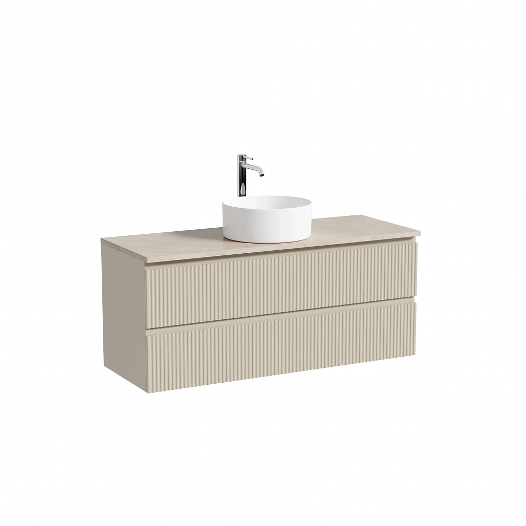 Тумба под столешницу Sancos Сноб Р / Snob R 119,5x44,5x50 подвесная, белый матовый / bianco, столешница с отверстием под смеситель, креман / kreman — МЕБ009791 — фото 1