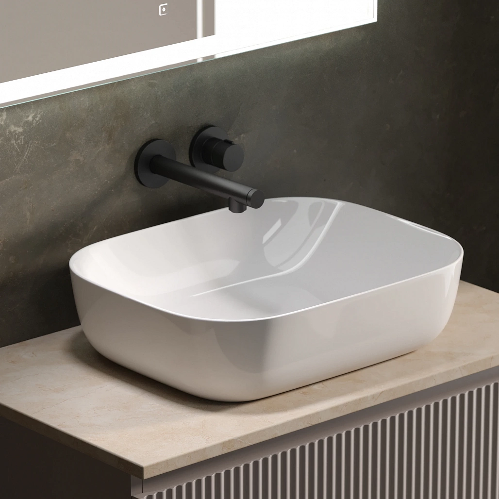 Тумба под столешницу Sancos Сноб Р / Snob R 79x44,5x50 подвесная, пыльная роза / doha soft, столешница без отверстия под смеситель, креман / kreman — МЕБ009491 — фото 13