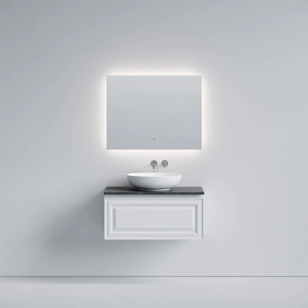 Тумба под столешницу Sancos Самая / Very 89x44,5x40,6 подвесная, белый матовый / bianco, столешница без отверстия под смеситель, черное небо / black sky — МЕБ009669 — фото 2