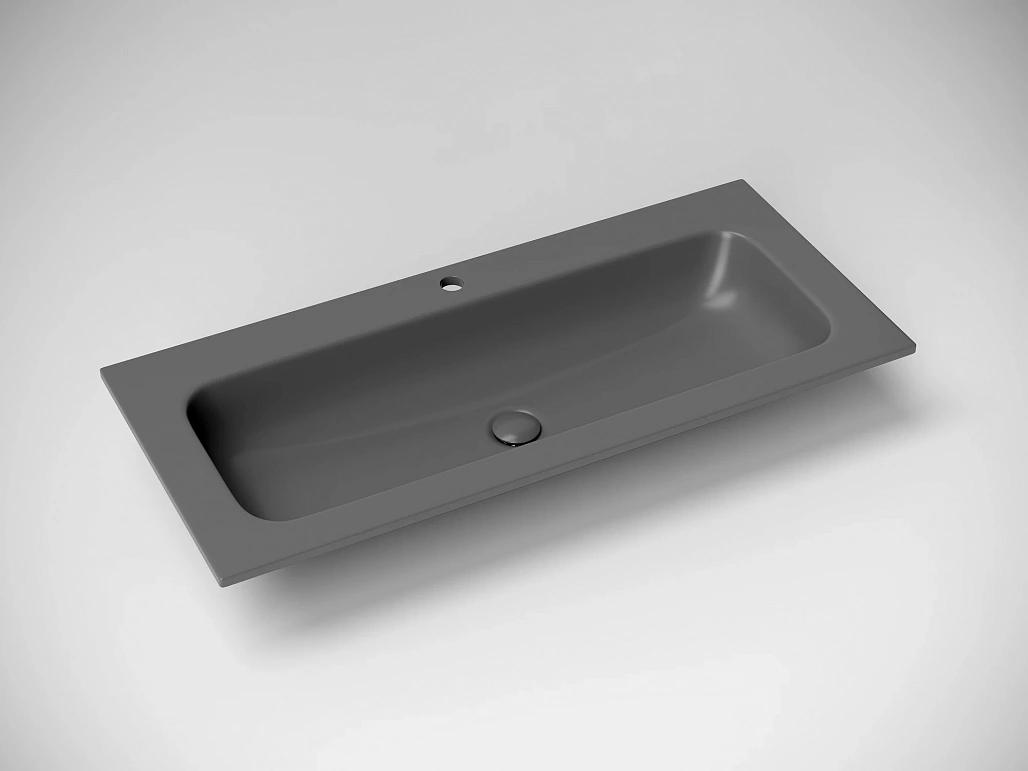 Раковина мебельная Ceramicanova Грация / Grace 101x45,7x13,7 без перелива, с отверстием под смеситель, прямоугольная, темный антрацит матовый — РАК010009 — фото 3