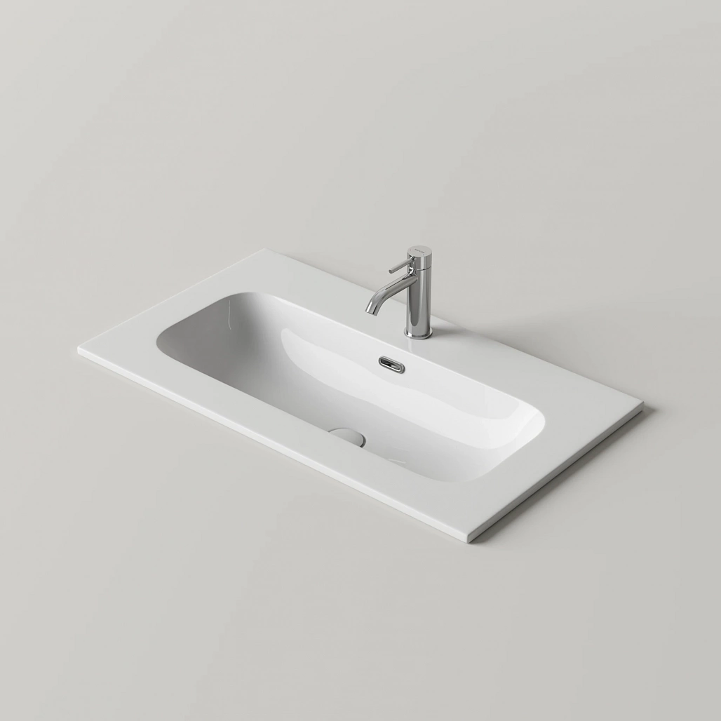 Раковина мебельная Ceramicanova Лючия / Lucia 81x46,5x16,6 со сливом переливом, с отверстием под смеситель, прямоугольная, белый — РАК010017 — фото 4