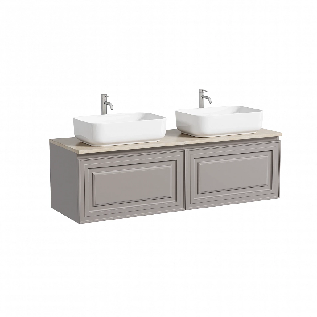 Тумба под столешницу Sancos Самая / Very 69x44,5x40,6 подвесная, пыльная роза / doha soft, столешница 140 см, с отверстием под смеситель, креман / kreman — МЕБ009730 — фото 1