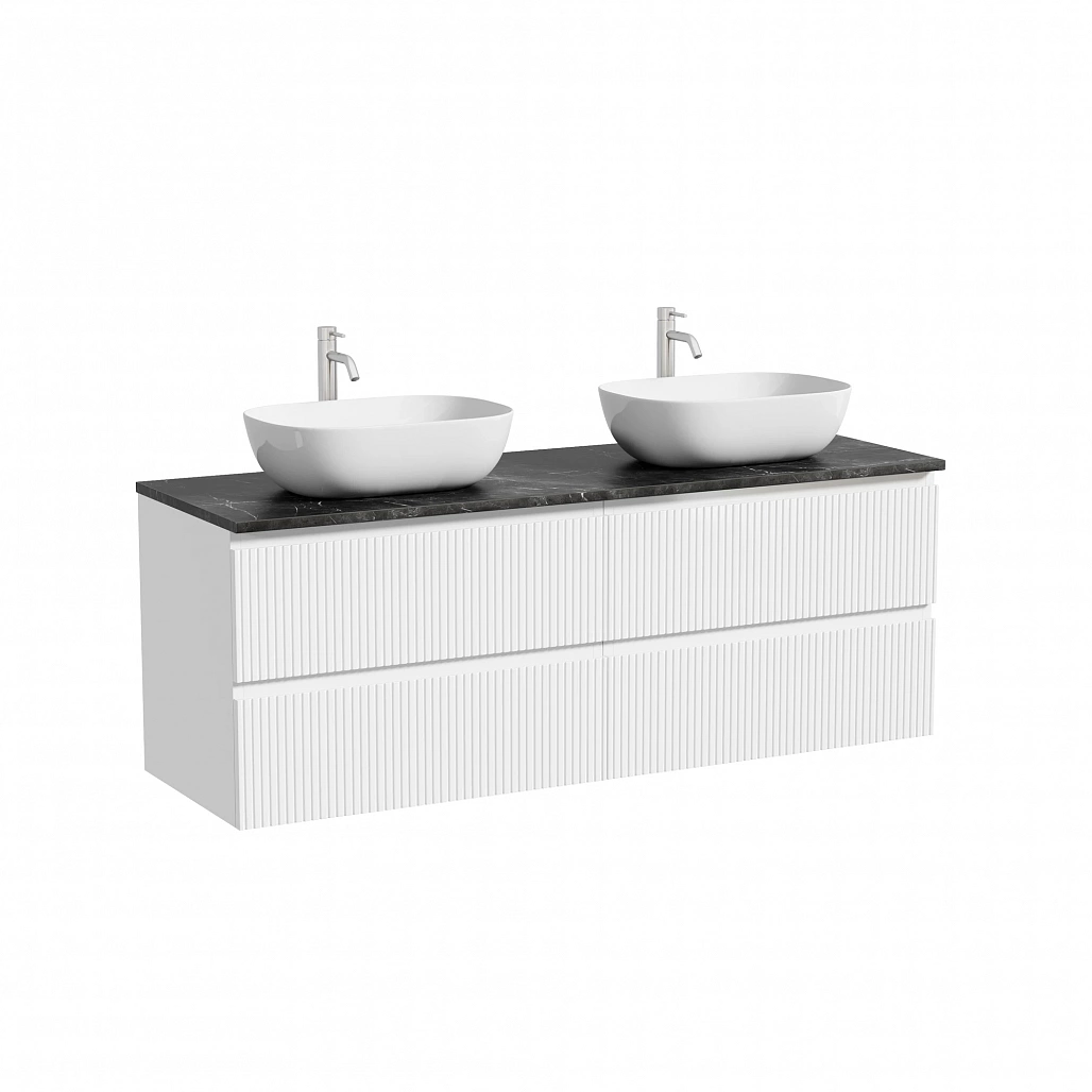 Тумба под столешницу Sancos Сноб T / Snob T 69x44,5x50 подвесная, белый матовый / bianco, столешница 140 см, с отверстием под смеситель, черное небо / black sky — МЕБ009892 — фото 1