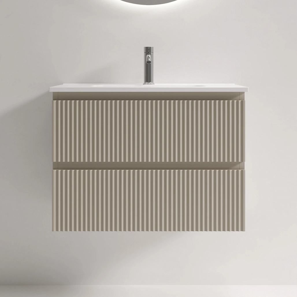 Тумба под раковину Sancos Сноб Р 390 / Snob R 390 69x39x50 подвесная, два ящика, бежевый матовый / beige soft — МЕБ009296 — фото 4