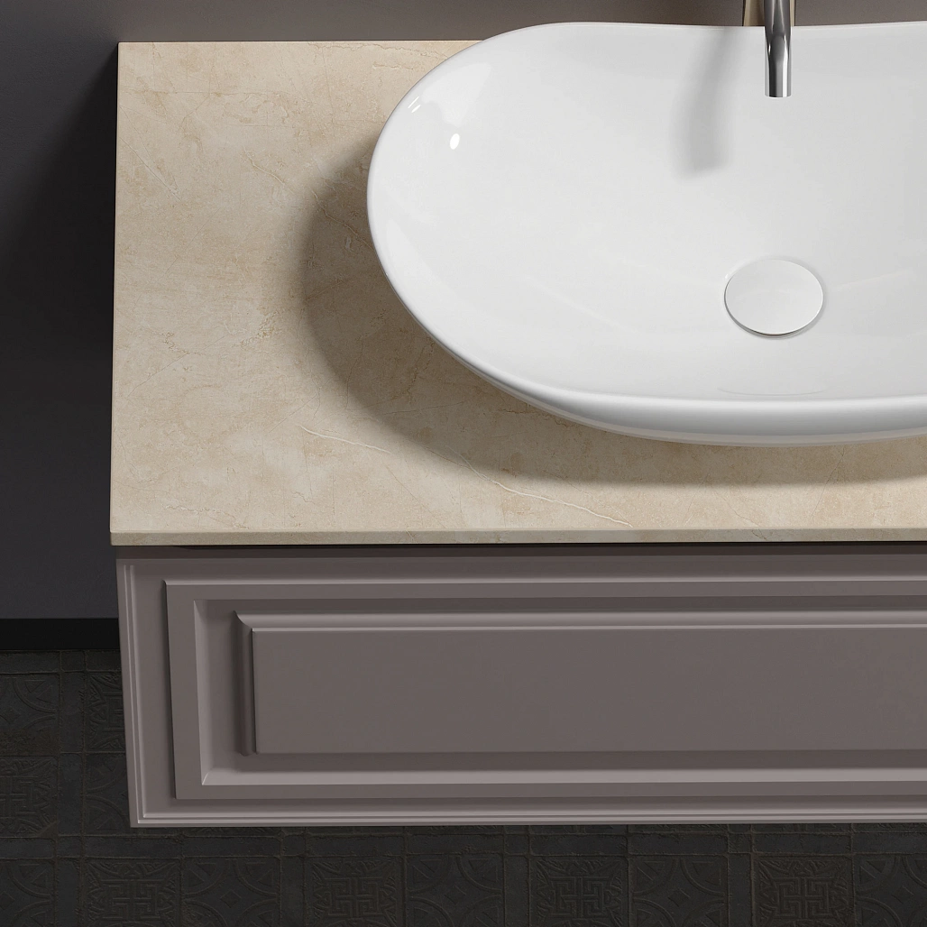 Тумба под столешницу Sancos Самая / Very 99,5x44,5x40,6 подвесная, пыльная роза / doha soft, столешница с отверстием под смеситель, креман / kreman — МЕБ009646 — фото 7
