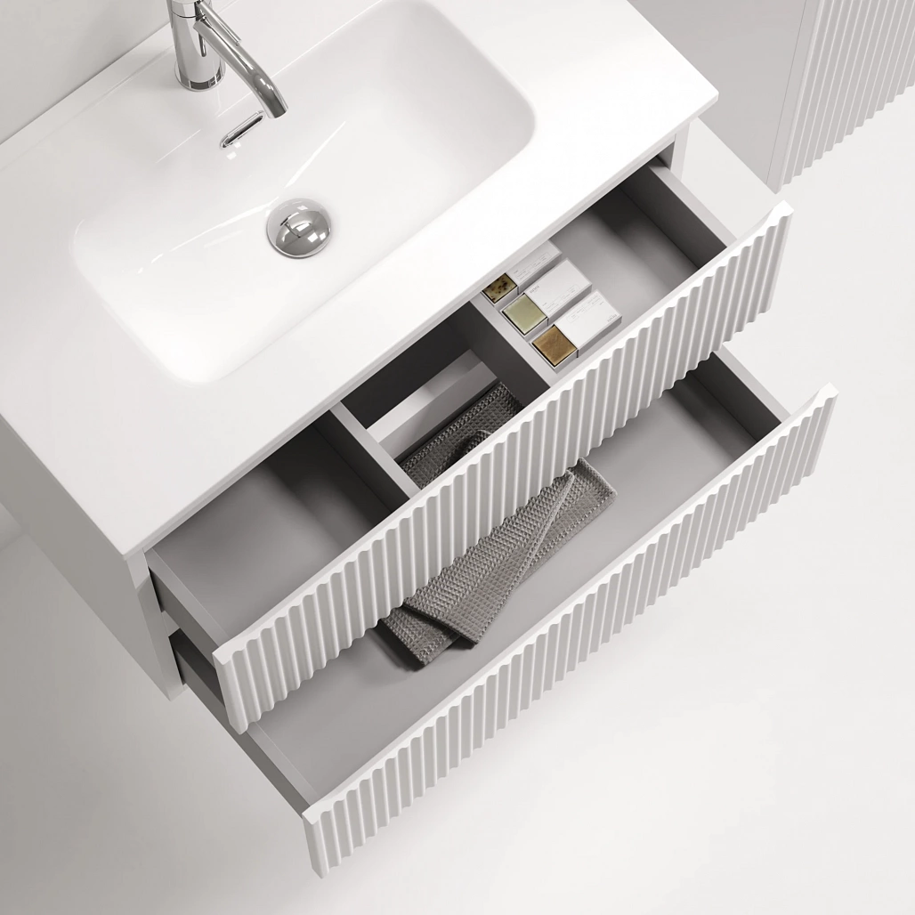 Тумба под раковину Sancos Сноб Р 390 / Snob R 390 69x39x50 подвесная, два ящика, белый матовый / bianco — МЕБ009297 — фото 6
