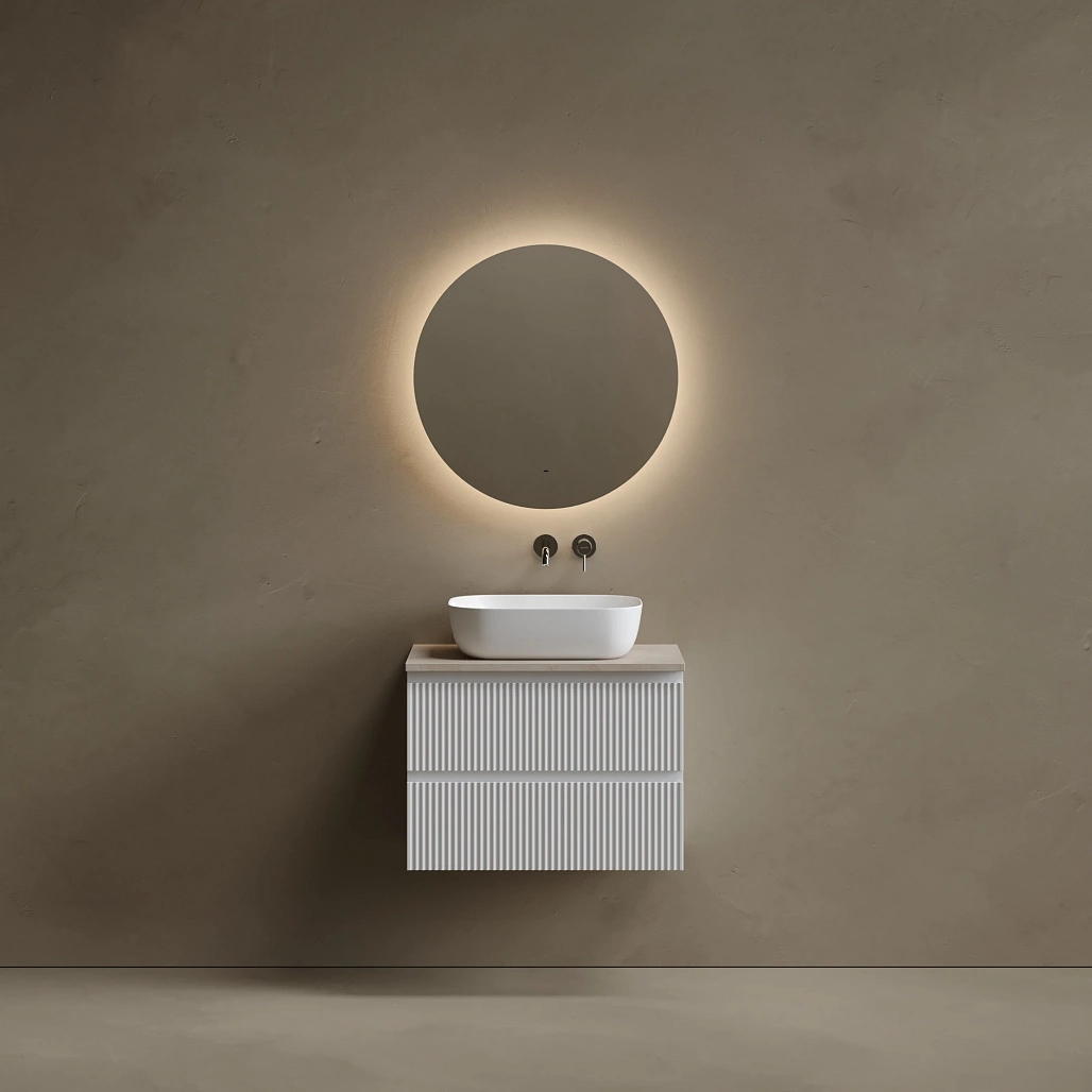 Тумба под столешницу Sancos Сноб Р / Snob R 69x44,5x50 подвесная, белый матовый / bianco, столешница без отверстия под смеситель, креман / kreman — МЕБ009776 — фото 2