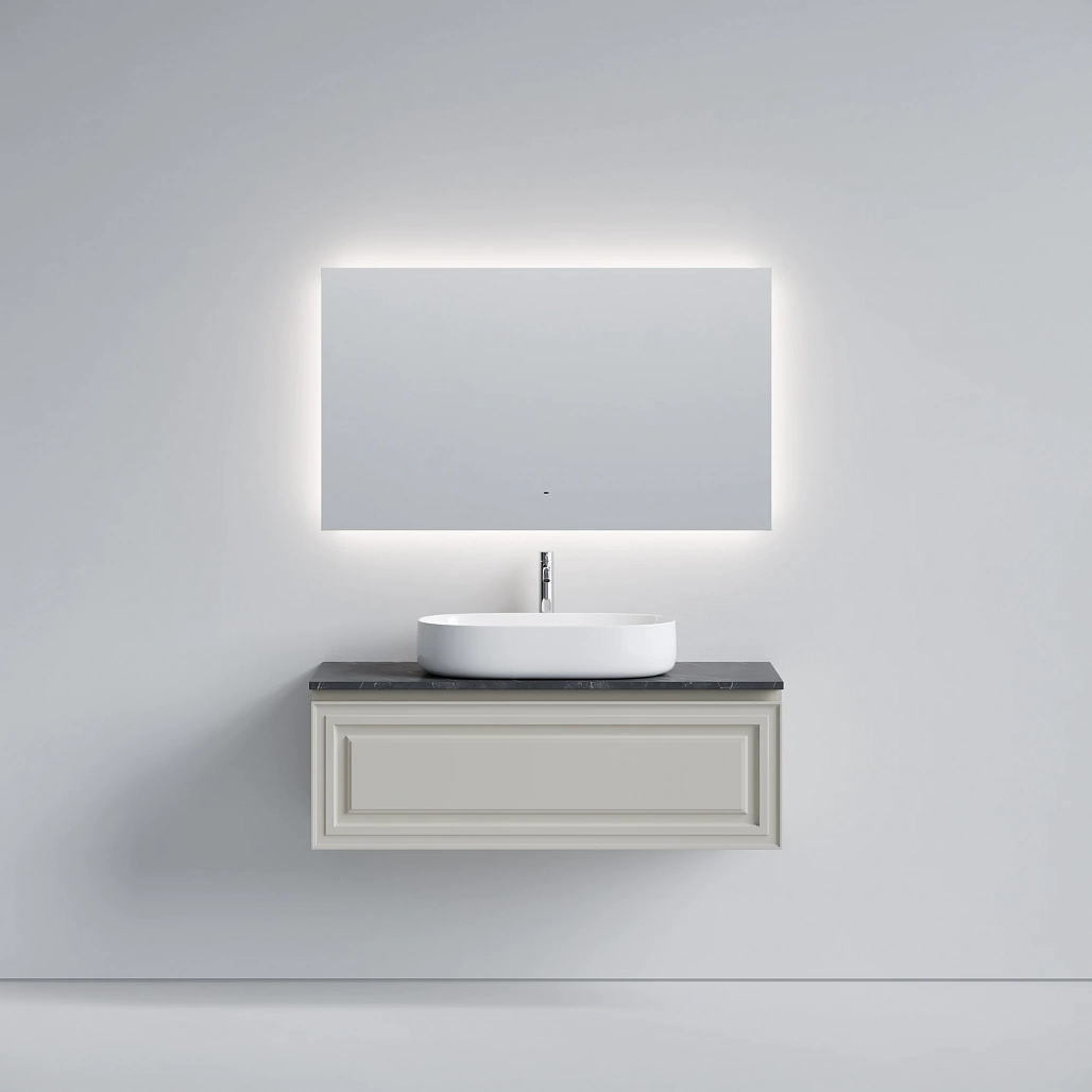Тумба под столешницу Sancos Самая / Very 119,5x44,5x40,6 подвесная, бежевый матовый / beige soft, столешница с отверстием под смеситель, черное небо / black sky — МЕБ009675 — фото 2