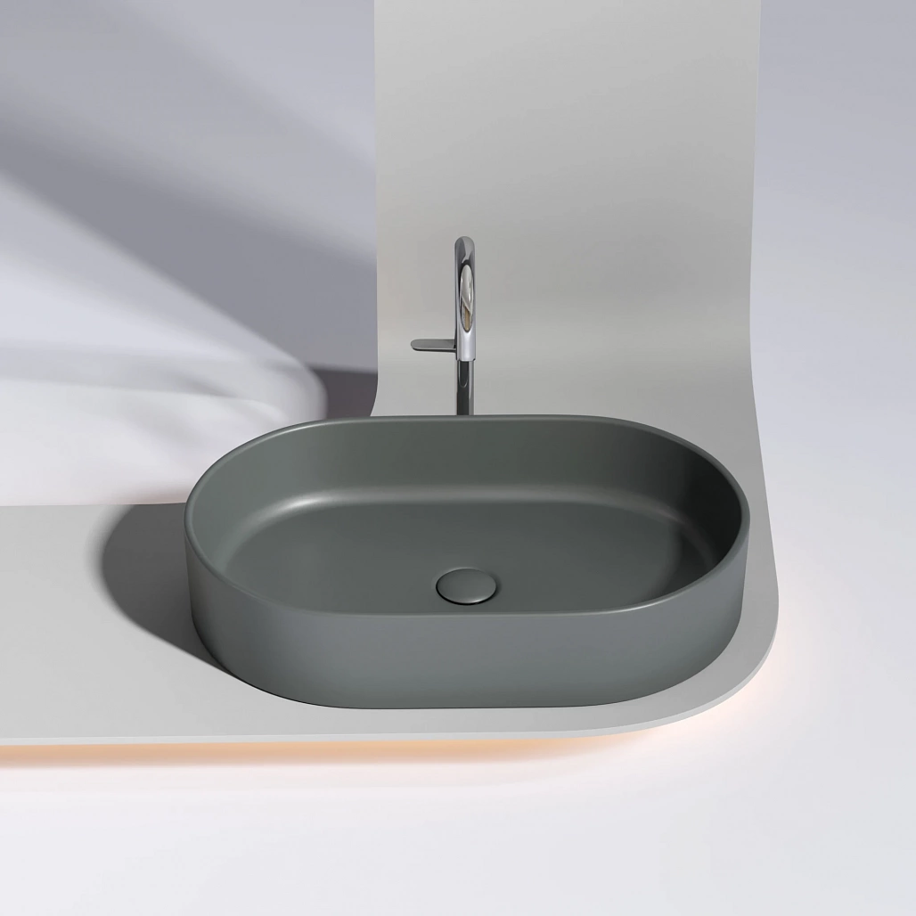 Раковина накладная Ceramicanova Элемент / Element 60,8x38,5x12,2 без перелива, овальная, темный антрацит матовый — РАК010108 — фото 4