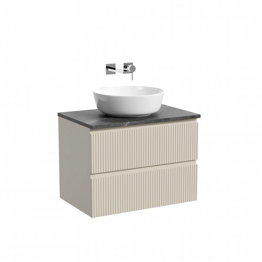 Тумба под столешницу Sancos Сноб T / Snob T 69x44,5x50 подвесная, бежевый матовый / beige soft, столешница без отверстия под смеситель, черное небо / black sky — МЕБ009918 — фото 1